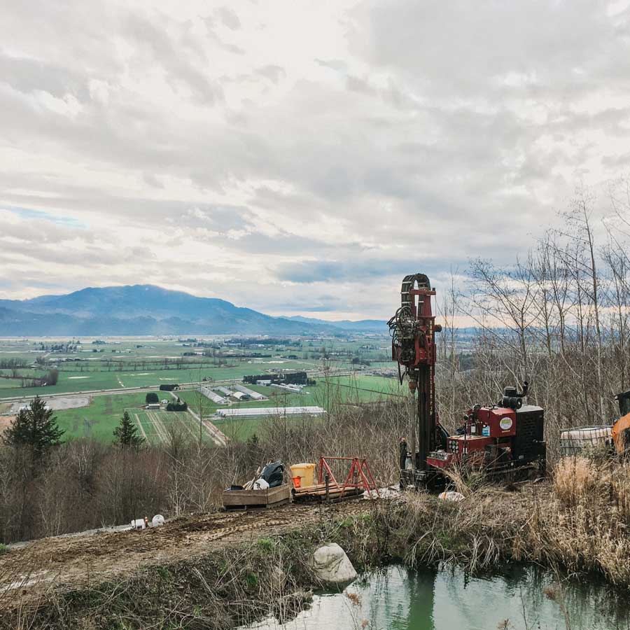 Drilling along a steep slope