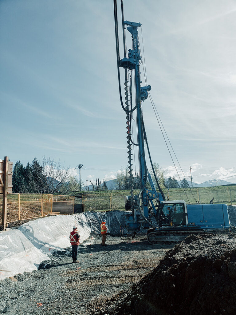 Drill rig on site in Delta, BC